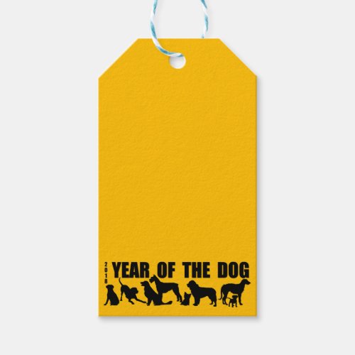 2018 Year of The Dog Yellow Gift Tag