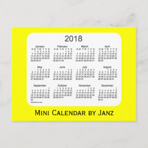 2018 Yellow Mini Calendar by Janz Postcard