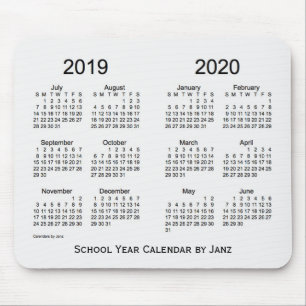2019-2020 School Year White Smoke Calendar by Janz Mouse Pad