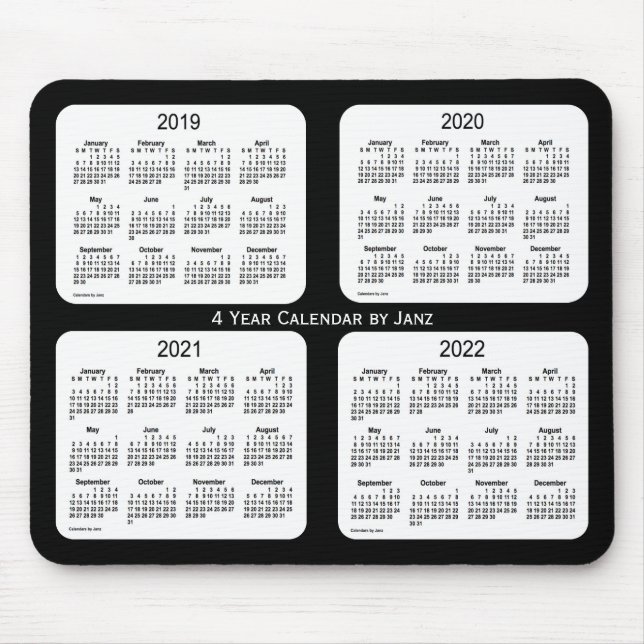 2019-2022 Black 4 Year Calendar by Janz Mouse Pad (Front)