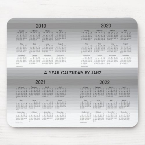 2019_2022 Gray Shades 4 Year Calendar by Janz Mouse Pad