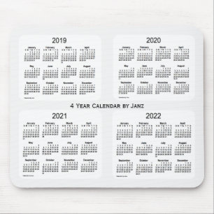 2019-2022 White Smoke 4 Year Calendar by Janz Mouse Pad