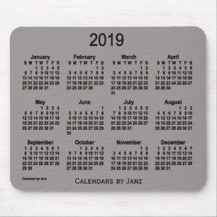 2019 Battleship Gray Calendar by Janz Mouse Pad