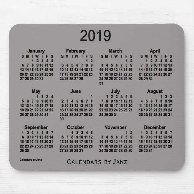 2019 Battleship Gray Calendar by Janz Mouse Pad (Front)