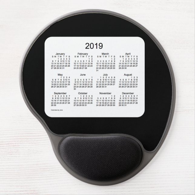 2019 Black Calendar by Janz Gel Mouse Pad (Front)
