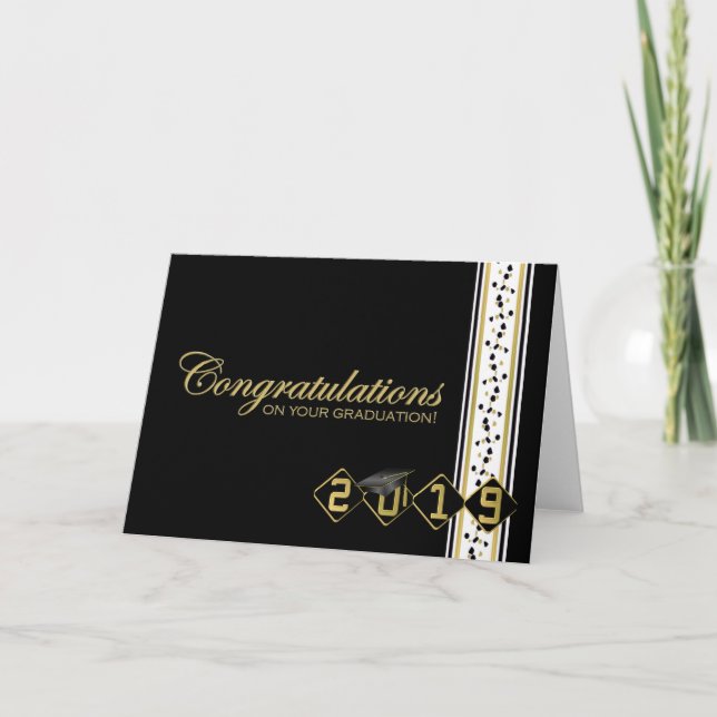 2019 Black & Gold Graduation Congratulations Card (Front)