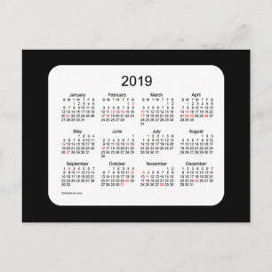 2019 Black Mini Holiday Calendar by Janz