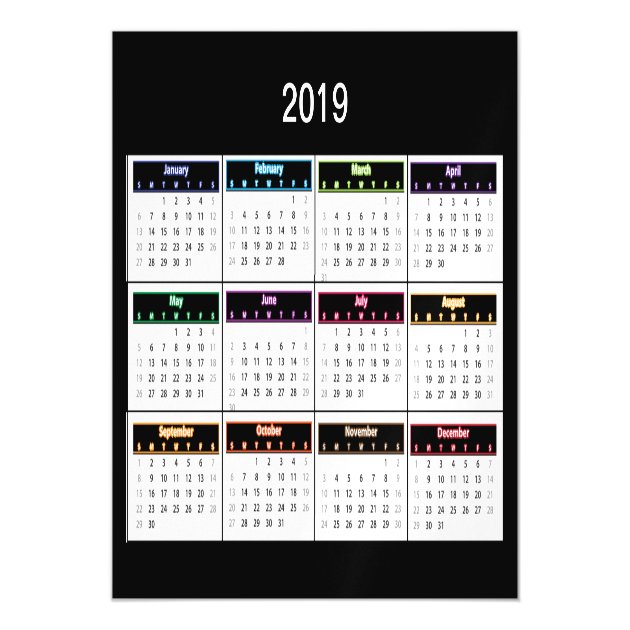 2019 mini calendar