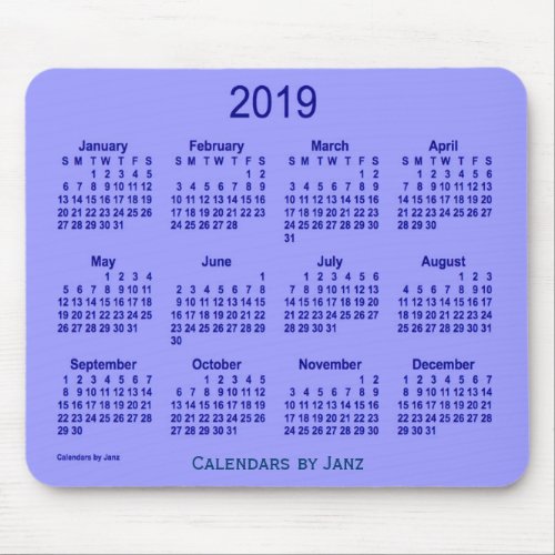 2019 Blueberry Calendar by Janz Mouse Pad