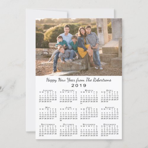 2019 Calendar 2 Custom Photos Happy New Year Holiday Card