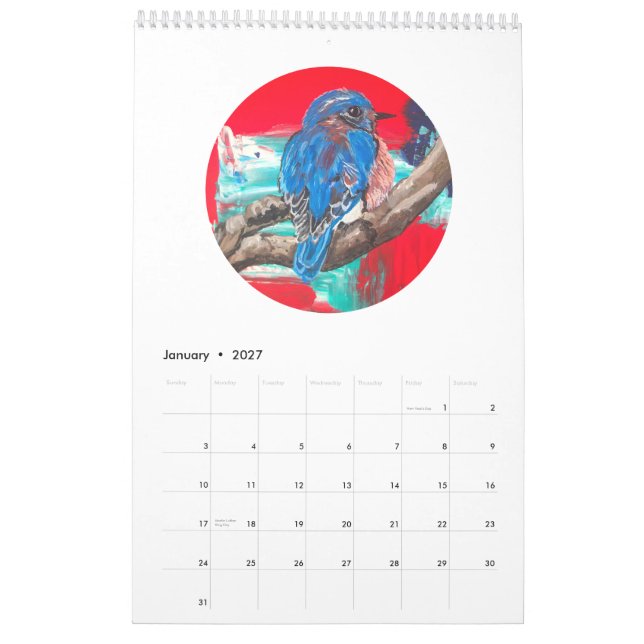 2019 Calendar - Birds and Bunnies (Jan 2027)