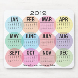 2019 Calendar Colorful Month Design Mouse Pad