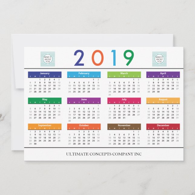 2019 Calendar Company Logo and Name Holiday Card (Front)