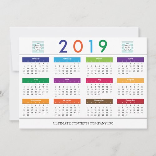 2019 Calendar Company Logo and Name Holiday Card