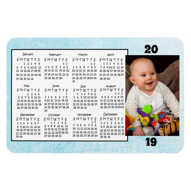 2019 Calendar Magnet Blue Photo Magnet (Horizontal)