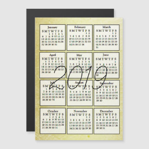2019 Calendar Magnet Gold Background