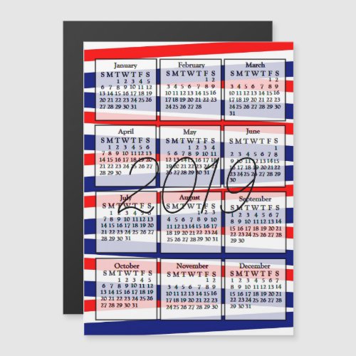 2019 Calendar Magnet Patriotic Background