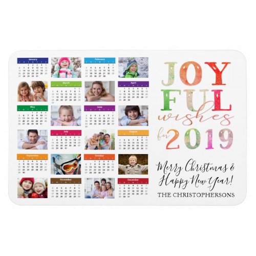 2019 Calendar Photo Collage Editable Greeting Magnet