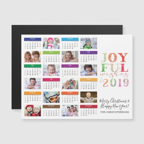 2019 Calendar Photo Collage Editable Greeting Magnetic Invitation