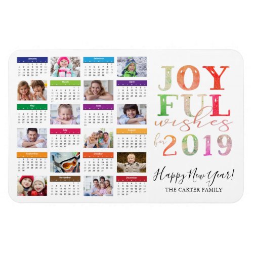 2019 Calendar Photo Collage Happy New Year Magnet