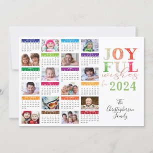 2019 Calendar Photo Collage Holiday Greeting Card