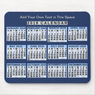 2019 Calendar (See Description for New Version)  Mouse Pad