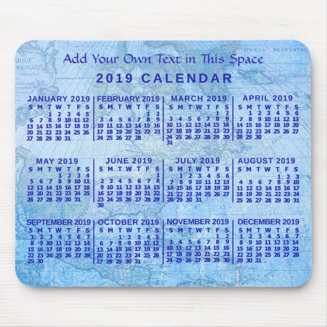 2019 Calendar (See Description for New Version)  Mouse Pad (Front)