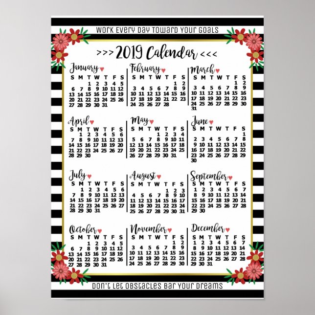 2019 Calendar (See Description for New Version)  Poster (Front)