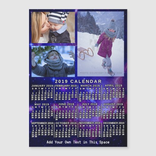 2019 Calendar Year Space Nebula 3 Photos Magnet
