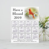 2019 Cardinal Business Calendar Flier for Customer (Standing Front)