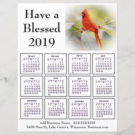 2019 Cardinal Business Calendar Flier for Customer (Front)