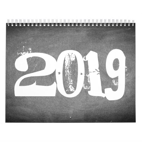 2019 Chalkboard Calendar Black and White Text