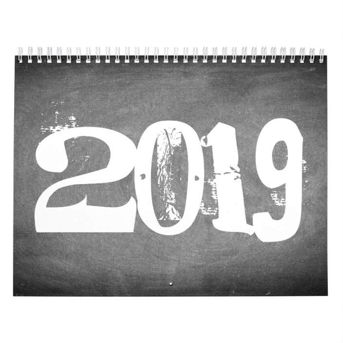 2019 Chalkboard Calendar Black and White Text | Zazzle.com