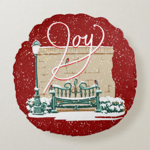 2019 Christmas Joy Round Throw Pillow