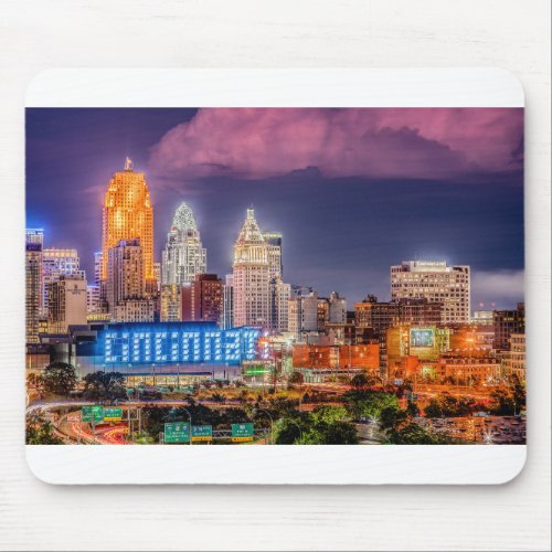 2019 Cincinnati Ohio Night Skyline Mouse Pad