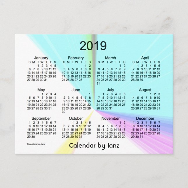 2019 Color Point Mini Calendar by Janz Postcard (Front)