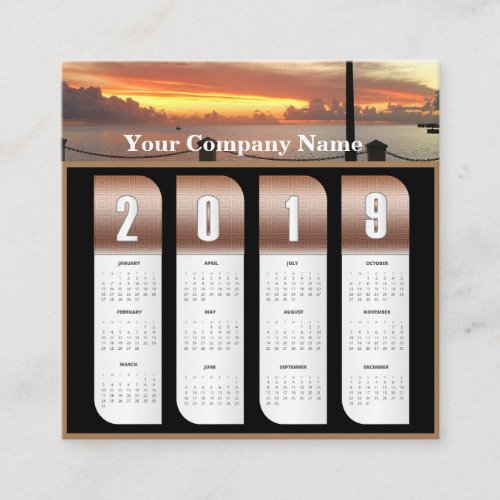 2019 Company Sunset Personalized Photo Calendars Square Business Card