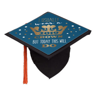 2019 Custom Faux Gold Glitter Crown Graduation Graduation Cap Topper