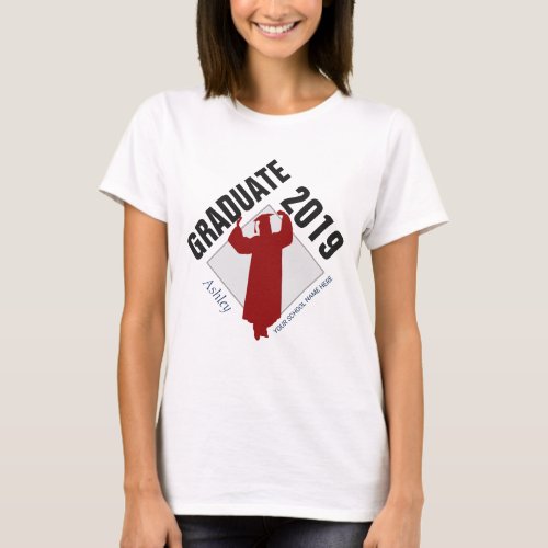 2019 Female Graduate with Name Year and School T_Shirt