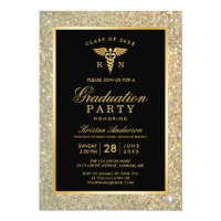 2019 Gold Medical Nursing School Graduation Party Invitation