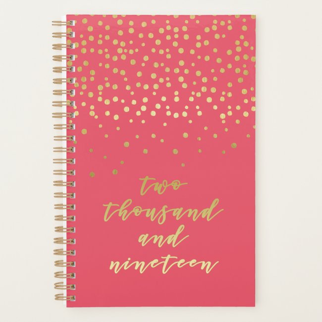 2019 - Gold Script Typography & Confetti Glamorous