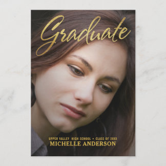 2019 Graduate Faux Gold Foil 2-Sided Announcement