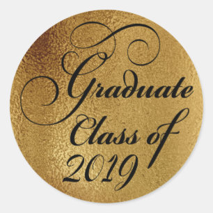 2019 Graduate Gold Graduation Party Thank You Classic Round Sticker