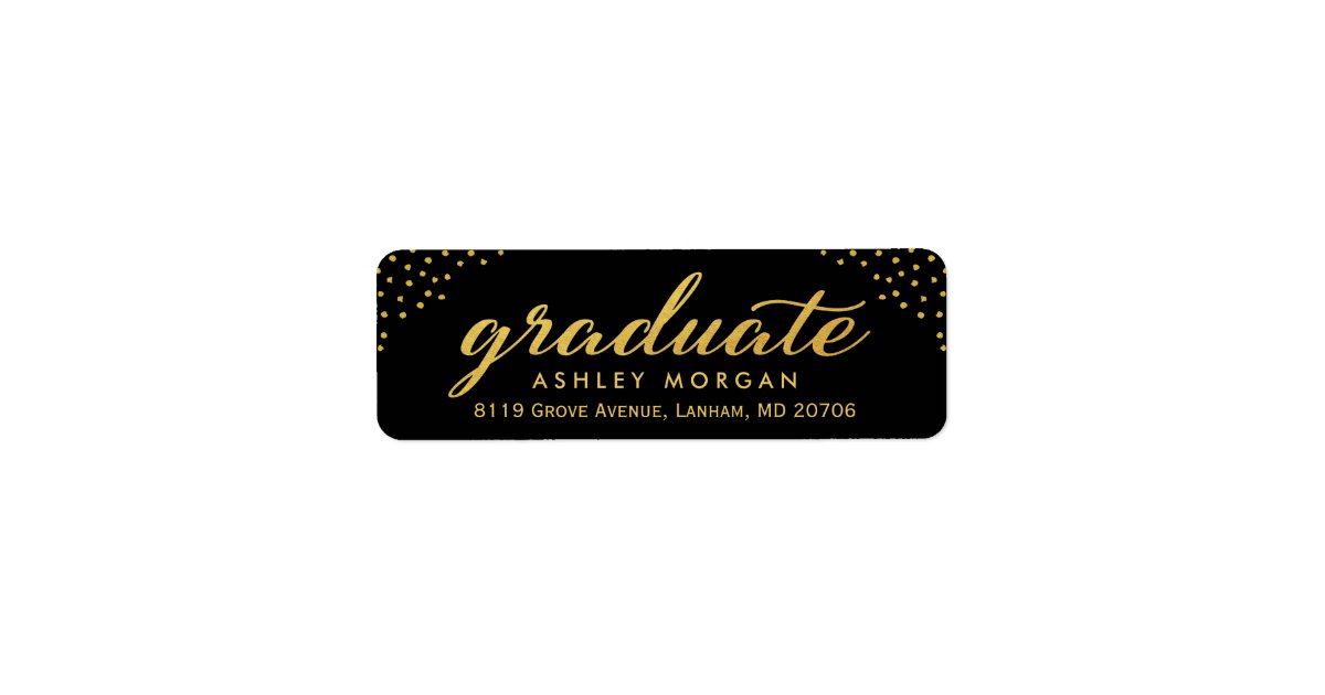 2019 Graduate Script Gold Dots Graduation Label | Zazzle.com