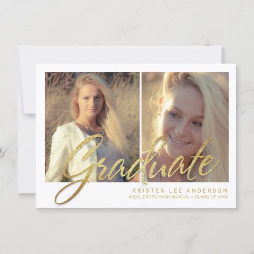 2019 Graduation Faux Gold Foil 2_Photo Script Invitation