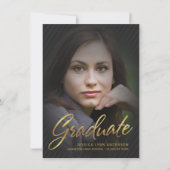 2019 Graduation Faux Gold Foil Text Photo Overlay Invitation (Front)