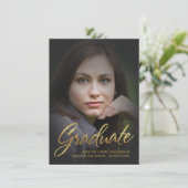 2019 Graduation Faux Gold Foil Text Photo Overlay Invitation (Standing Front)