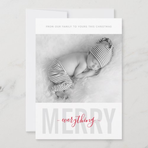2019 HOLIDAY PHOTO minimalist merry everything Announcement
