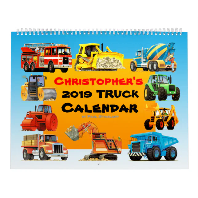 2019 Kids Construction Truck Calendar | Zazzle