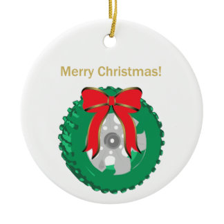 2019 Merry Christmas Wreath from a Tire Ceramic Ornament